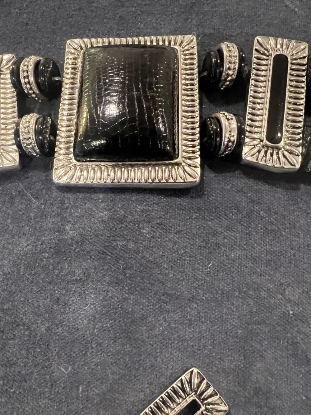 Chico's Black and Silver Chunky Square Belt
